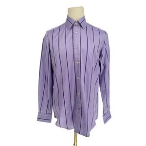 Robert Graham Matthew Woven Long Sleeve Dress Shirt Purple Stripe M (39/ 15.5)